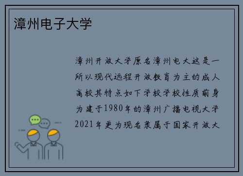 漳州电子大学